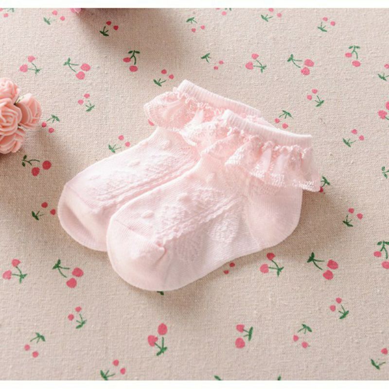 Vớ tất cổ ren Cotton mềm giãn bé gái