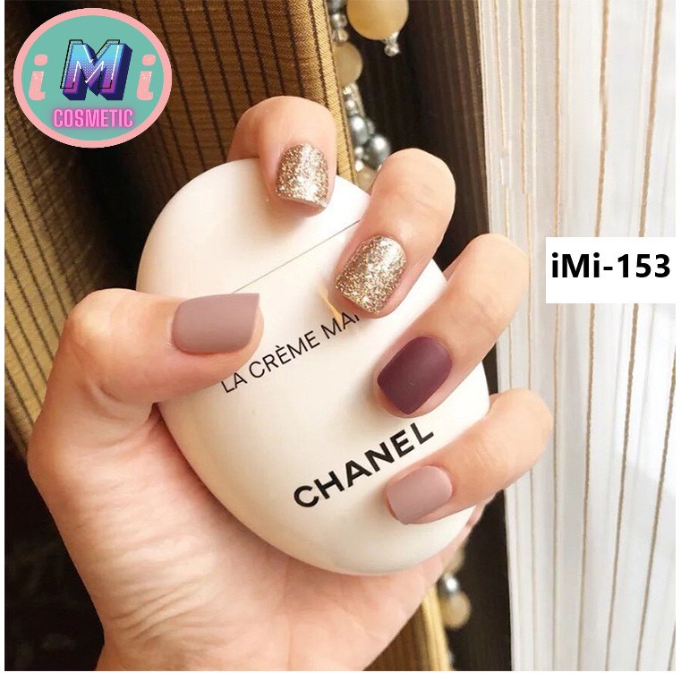 Móng tay giả  cấp set 24 móng kèm keo dán sơn lì phối nhũ iMi153