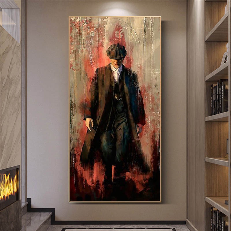 Tranh Sơn Dầu Vẽ Chân Dung Tommy Shelby Graffiti Nghệ Thuật Không Khung Trang Trí Nhà Cửa