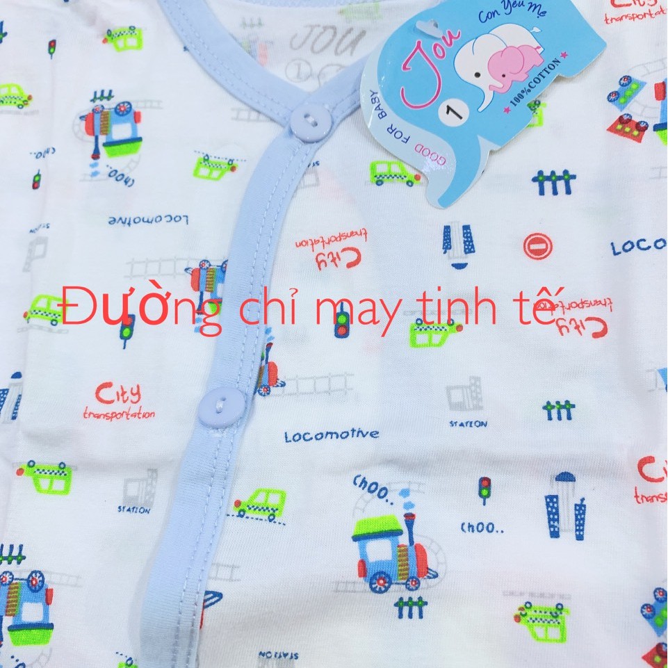 Áo Sơ Sinh Tay Dài Jou Bông 100% Cotton Mềm,Mịn-CHÍNH HÃNG-Quần Áo Trẻ Em Sơ Sinh 0 12 Tháng