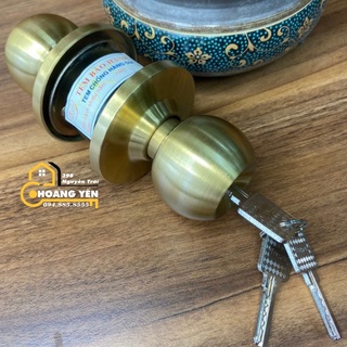 Khóa tay nắm tròn, khóa đấm tròn màu đồng cửa gỗ FINSON, khóa cửa phòng cửa vệ sinh wc màu đồng
