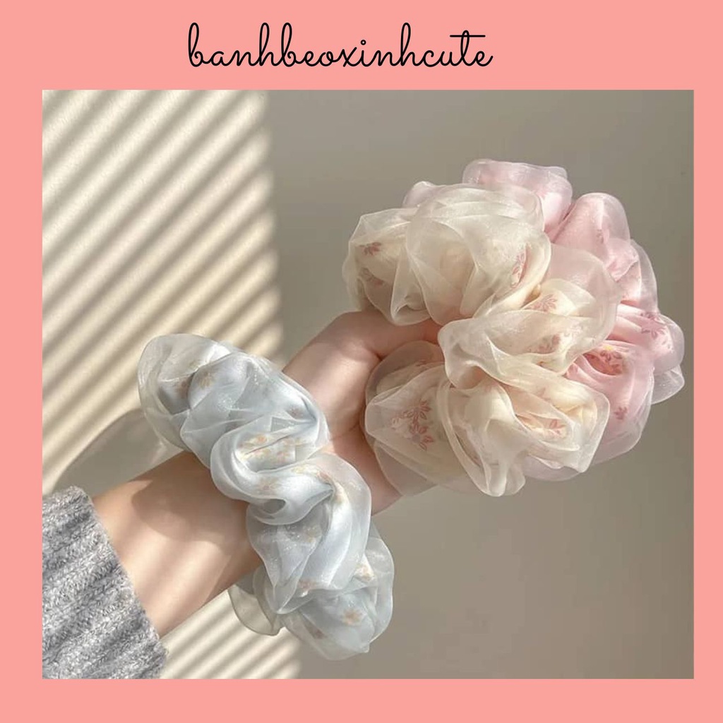 Scrunchies - dây cột tóc vải voan 2 lớp bản vừa form đẹp
