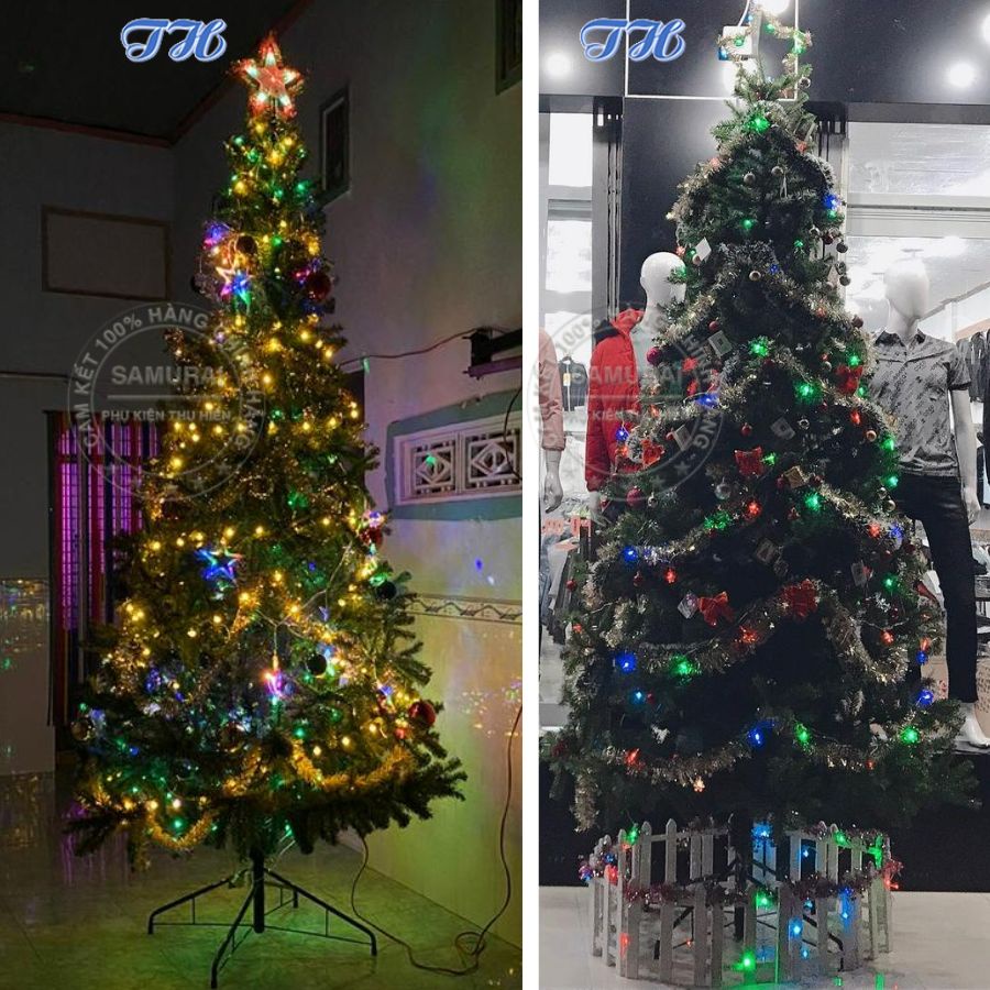 Cây thông noel 3m đầu tròn 10' trang trí phòng khách, phòng ngủ, ngoài trời đầy đủ phụ kiện mùa giáng sinh (Hình Thật)