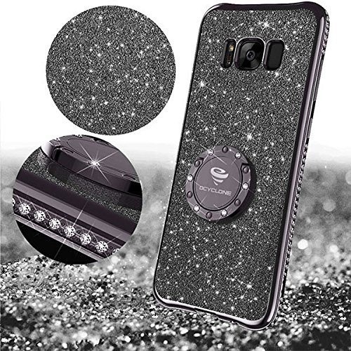 Ốp điện thoại TPU mềm đính kim cương giả lấp lánh kèm giá đỡ cho Iphone Samsung