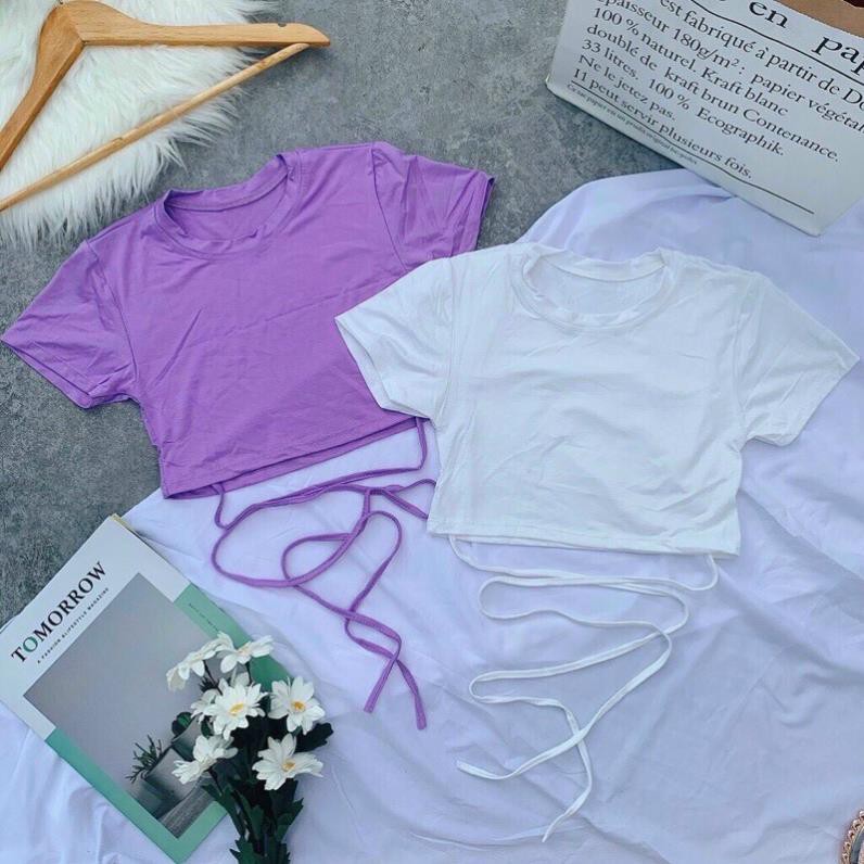 Áo Croptop, Áo Thun Nữ Cột Dây Ngang Eo Siêu Hot CP07 | BigBuy360 - bigbuy360.vn