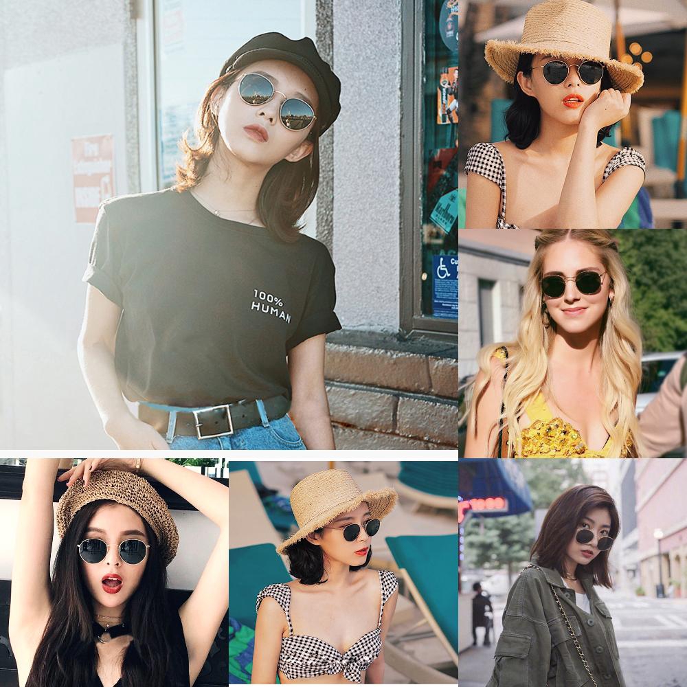 Kính Mát Gọng Kim Loại Tròn Phong Cách Vintage Unisex