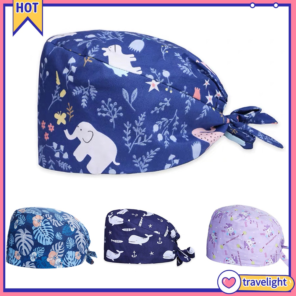 (Hàng Mới Về) Mũ Trùm Đầu Cotton Thấm Hút Mồ Hôi Họa Tiết Hoa Lá / Gấu Dễ Thương Cho Nam Và Nữ