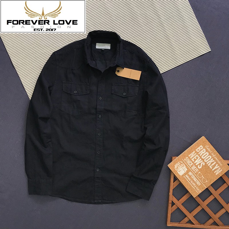 Áo sơ mi denim nam tay dài phối túi cao cấp - SB167 | BigBuy360 - bigbuy360.vn