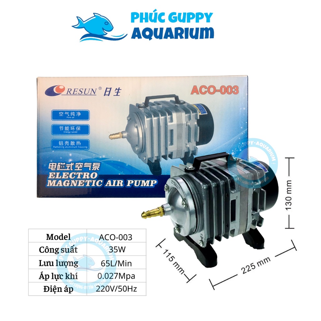 Máy Sủi Bơm Khí Oxy Công Suất Lớn RESUN ACO-003 (35W-65L/Min)