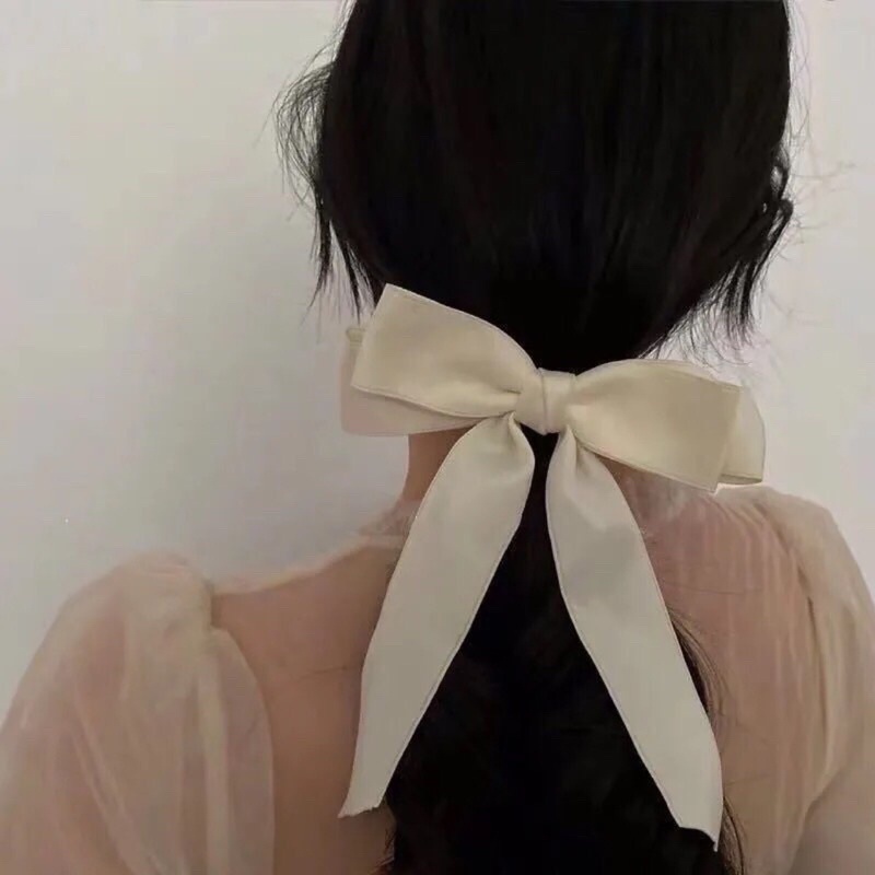 Kẹp tóc Satin hai tầng đuôi dài cho nữ