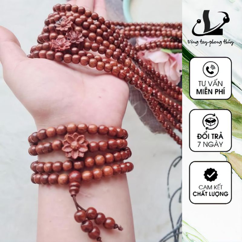 Chuỗi Vòng  108 Hạt Gỗ Cẩm Lai Tặng Túi Lụa - N34 | BigBuy360 - bigbuy360.vn