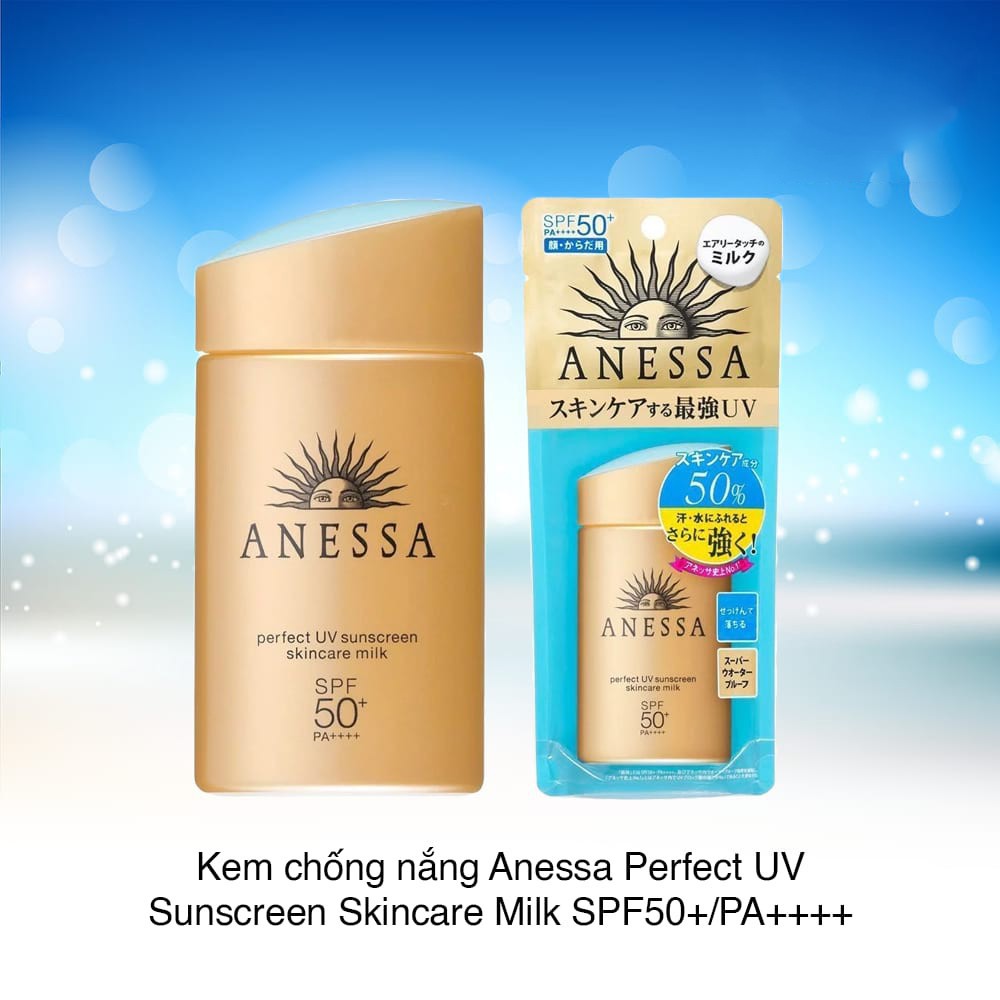 Kem chống nắng Anessa Perfect UV Sunscreen Skincare Milk SPF 50+ PA++ dành cho Da Dầu & Da Dầu Mụn màu vàng 60ml