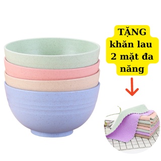 Bộ Chén Ăn Cơm 4 Cái Bằng Nhựa Hữu Cơ Lúa Mạch Cao Cấp 12 - 15cm