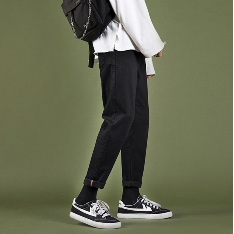 Quần baggy jean nam ống suông rộng TR03 đen xanh hottrend hàn quốc 2021