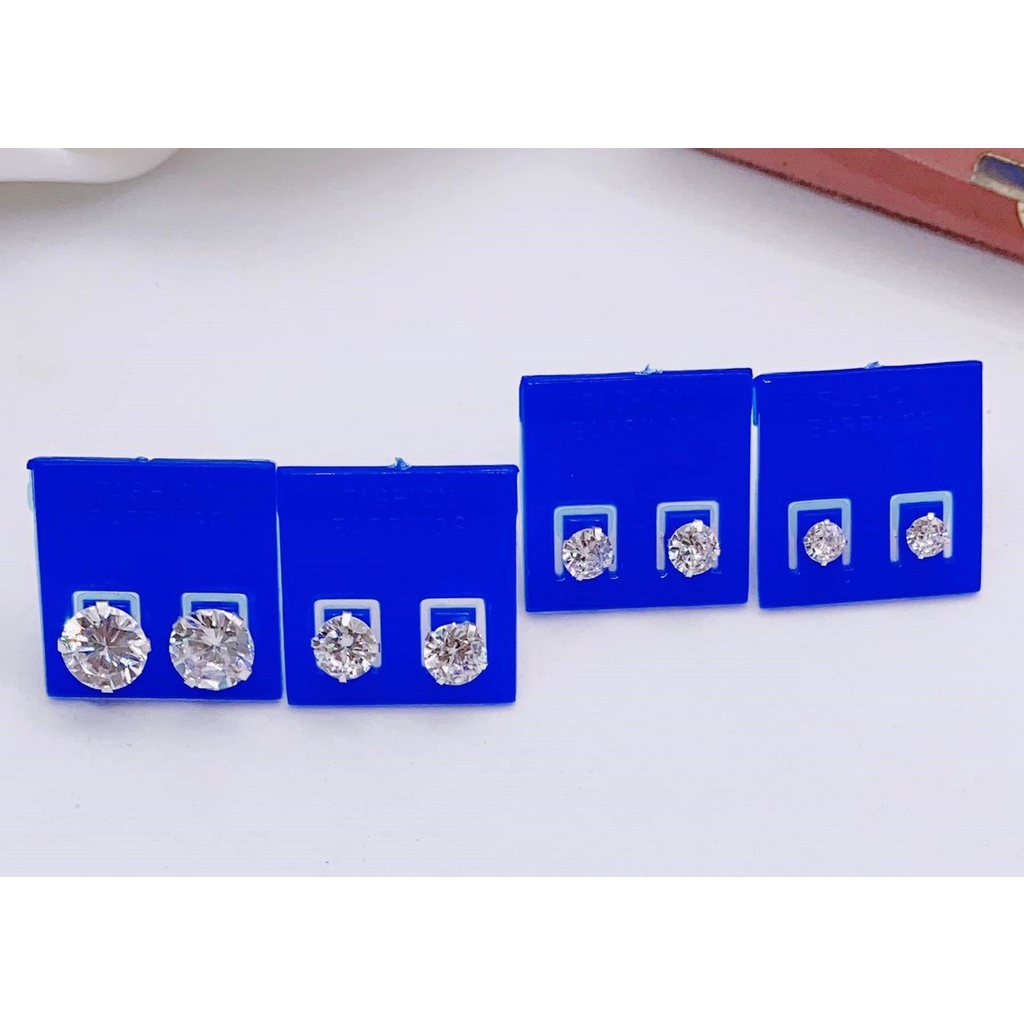 Bông tai bạc nụ đá Evasilver  chất liệu bạc ta đính đá nhỏ đơn giản cá tính
