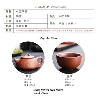 Bộ ấm chén gốm tử sa Nghi Hưng (kèm Hộp Quà Tặng)