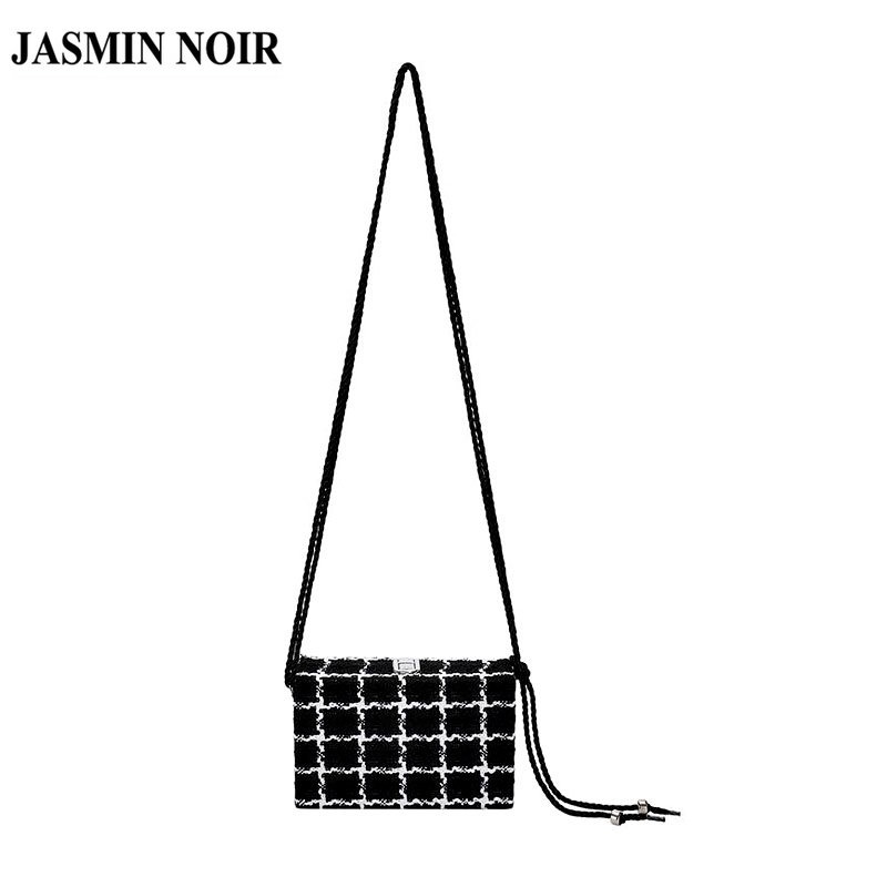 Túi đeo chéo JASMIN NOIR họa tiết sọc caro đơn giản thời trang cho nữ