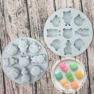 HCM - Khuôn silicon mẫu Heo nhiều hình cute làm bánh nướng râu câu pudding socola