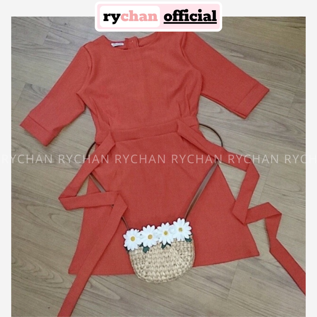 [ẢNH THẬT CUỐI] DX565 - Đầm Xòe Phối Tay Lở Nơ Sau Phối Nút