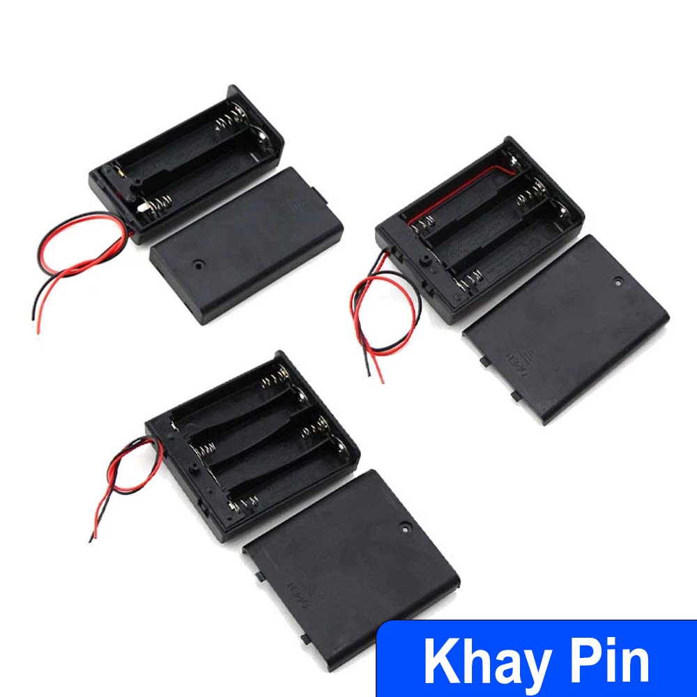 Hộp Đế pin có nắp Công tắc bật tắt cho 2 3 4 pin tiểu AA 2A pin đũa AAA 3A khay pin nối tiếp