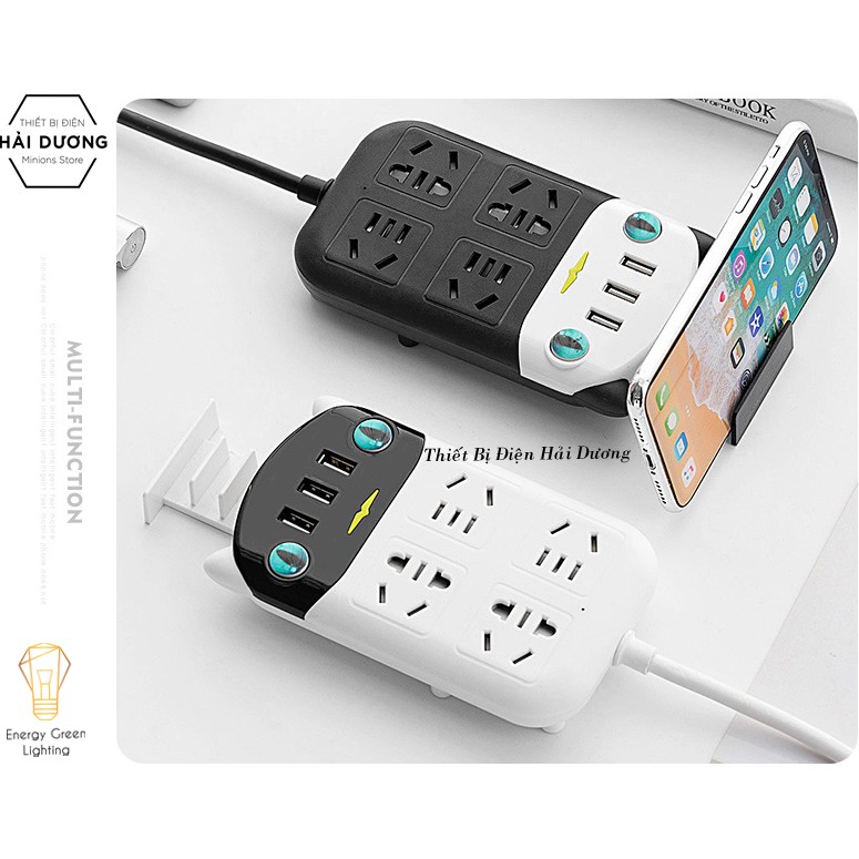 Ổ Cắm Điện Thông Minh Đầu Mèo Chuyển Đổi Đa Chức Năng OD-318 - Có Đầu Cắm USB Chuẩn Sạc An Toàn Chống Giật dây chịu tải