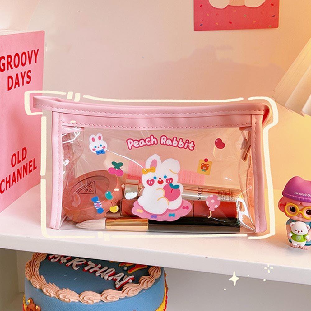 OCEANMAP Túi Đựng Mỹ Phẩm Bằng PVC Trong Suốt Họa Tiết Gấu Đa Năng Chống Thấm Nước Tiện Dụng Cho Nữ