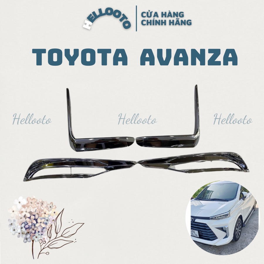 Viền đèn gầm trước sau xe Toyota Avanza 2022 2023 mạ crom cao cấp Hellooto + tặng kèm keo tăng dính