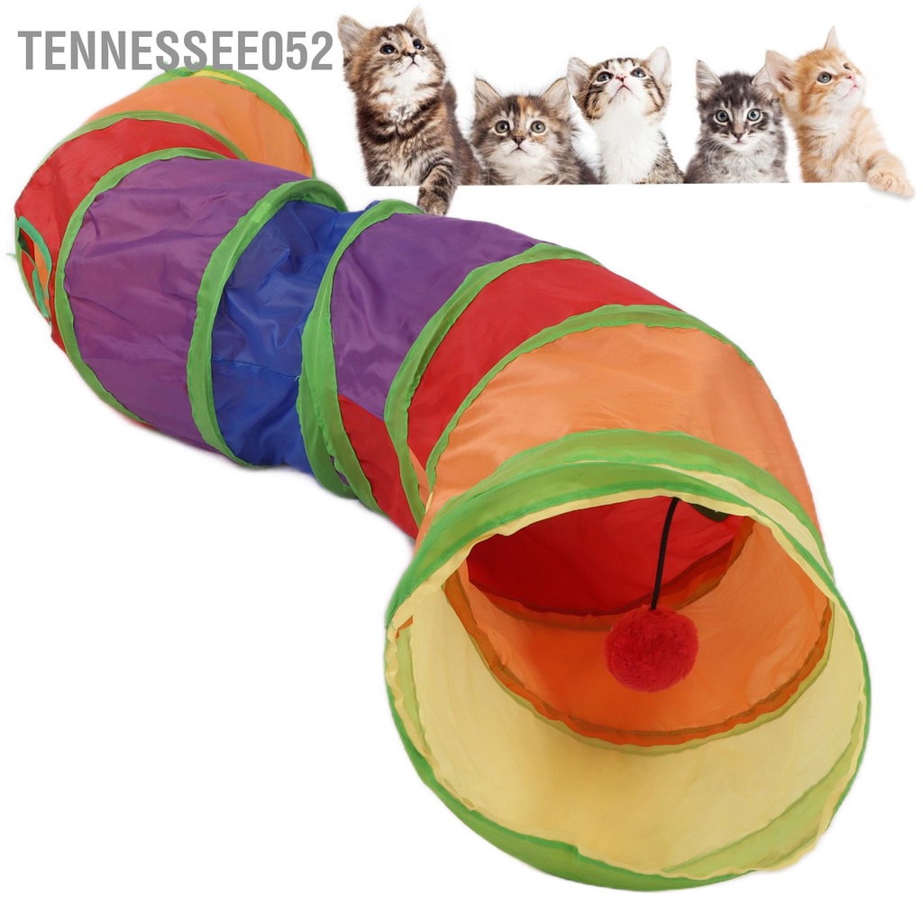 [Hàng Sẵn] Đường hầm dành cho mèo Hình chữ S có thể gập lại với bóng và 4 cửa Đồ chơi trong nhà cho mèo【Tennessee052】