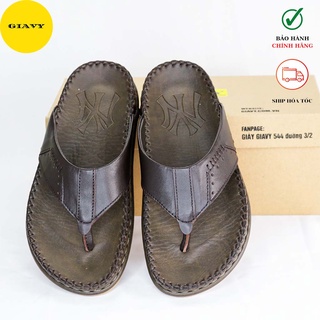 Dép kẹp nam quai da, đế viền chỉ thời trang nl703 - giay giavy