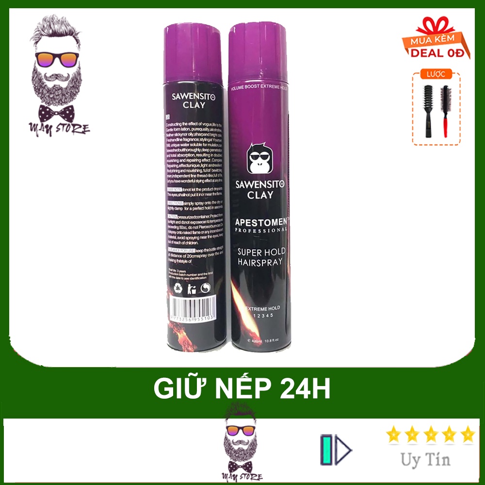 Gôm Xịt Tóc Nam Sawensito Clay 420ml - Keo Xịt Tạo Kiểu Tóc Nam Siêu Giữ Nếp, Hương Thơm Nhẹ Nhàng