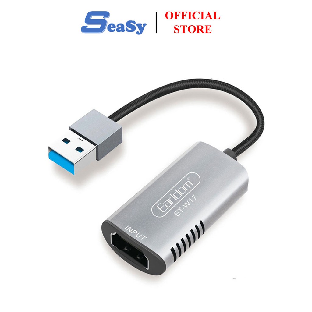 Cáp HDMI to USB 3.0 video capture Earldom ET-W17 - hỗ trợ Live Stream, ghi hình từ điện thoại, Camera, PS4, XBOX