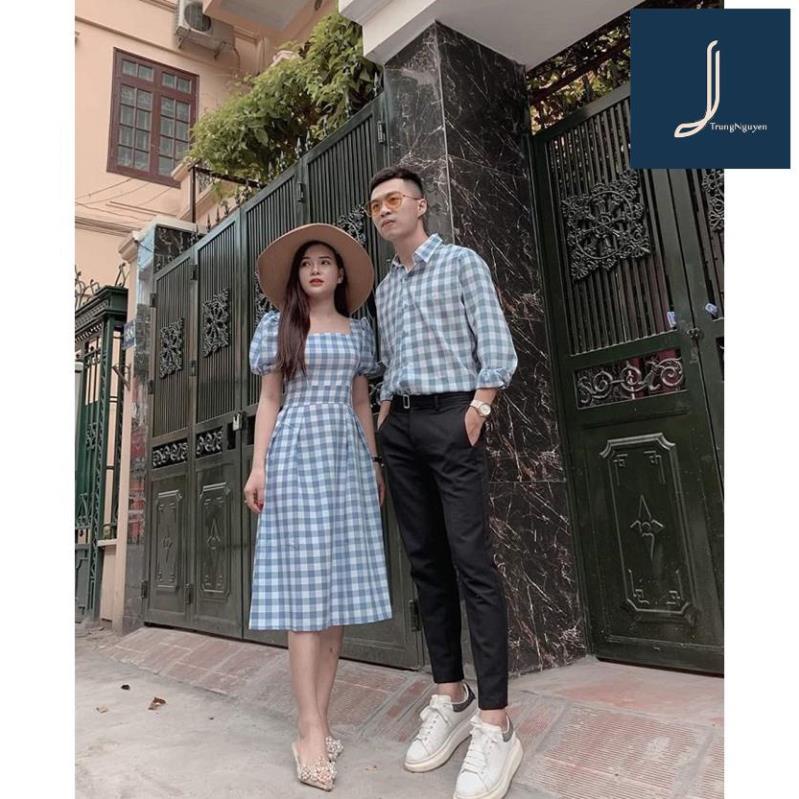 Áo đôi - Áo cặp váy sơ mi nam nữ du lịch, chụp ảnh cưới đẹp