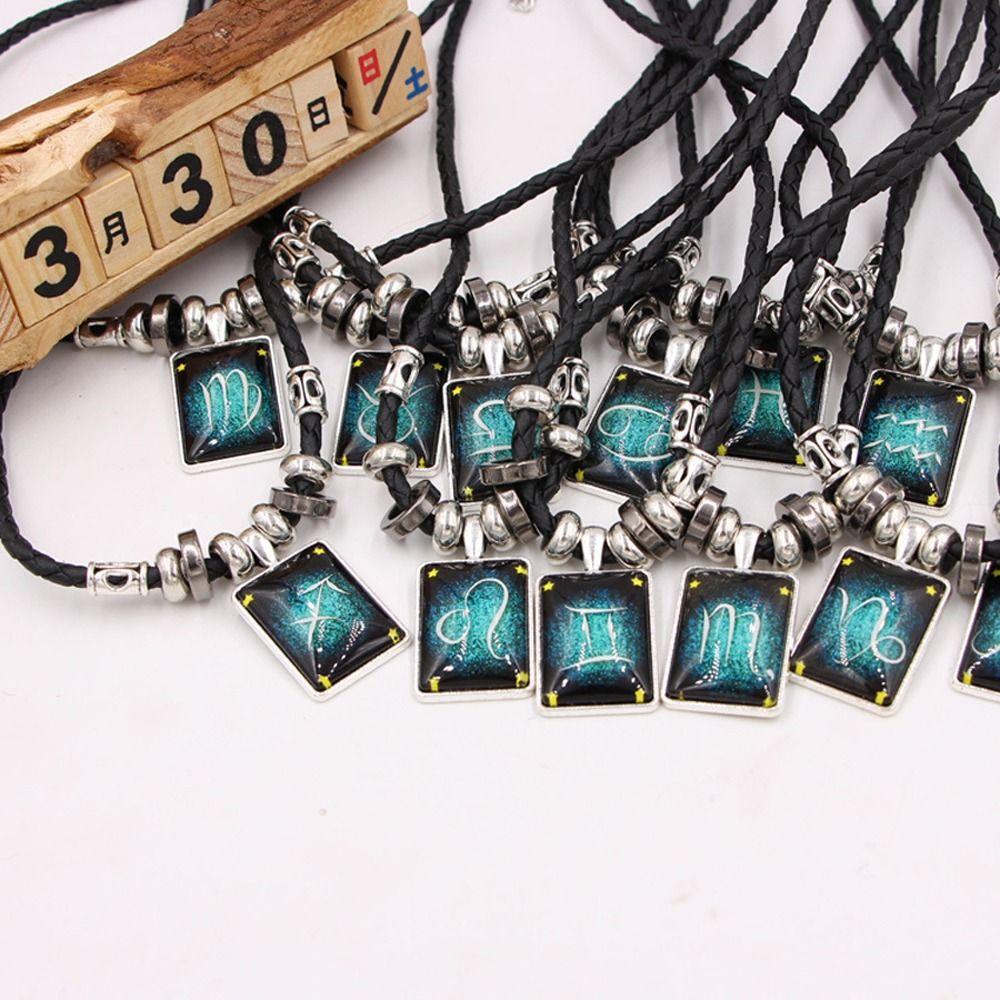 Vòng Cổ Choker Da PU Phối Mặt Hình 12 Cung Hoàng Đạo VANES1
