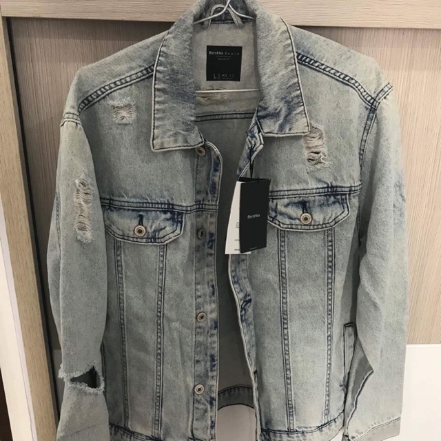 Áo khoác nam mùa đông Bershka chất liệu vải denim