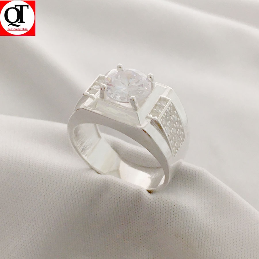 Nhẫn nam bản nhỏ ổ cao phong cách Hàn Quốc chất liệu bạc ta trang sức Bạc Quang Thản - QTNA62