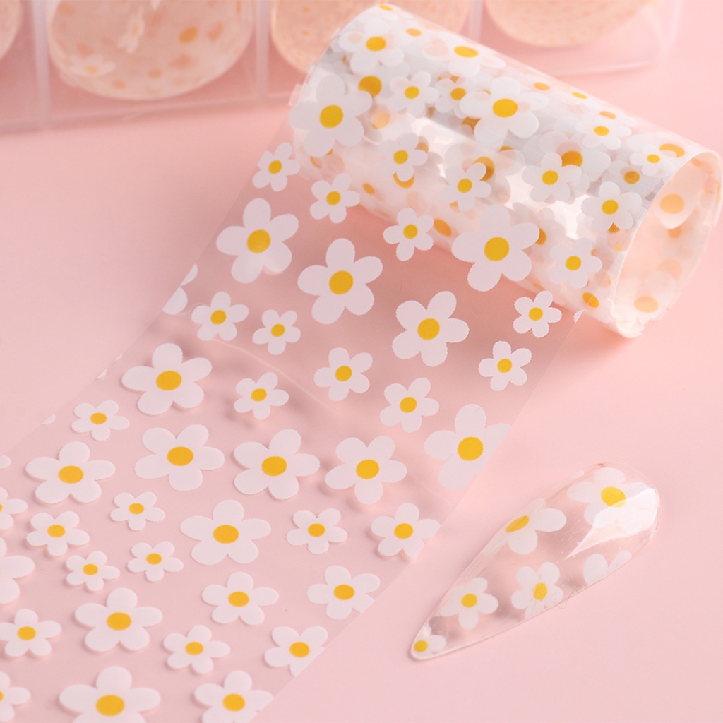 Miếng Dán Trang Trí Móng Tay Tự Dính Chống Thấm Nước Họa Tiết Hoa Xinh Xắn