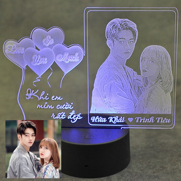 Quà Tặng Bạn Gái, Bạn Trai, Người Yêu Nam Nữ Dịp Sinh Nhật, Kỷ Niệm Ý Nghĩa - Đèn Led Khắc Ảnh - LCN08