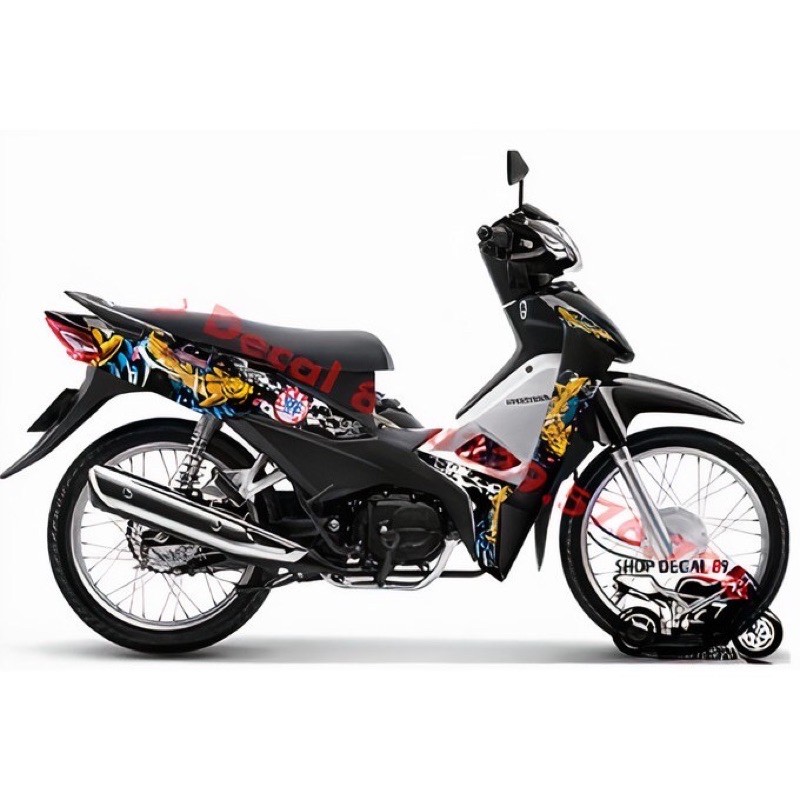 Tem wave 100-50cc cá chép trắng đen