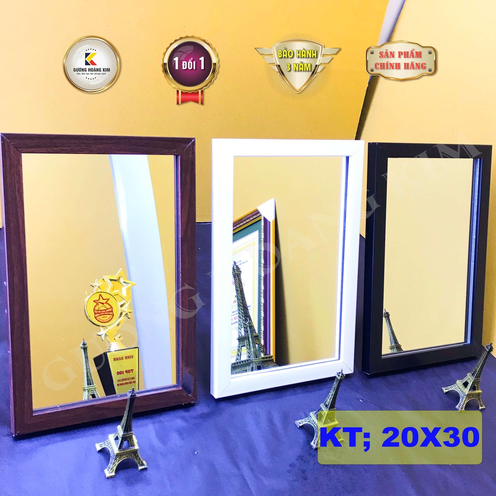 ( giá sỉ ) gương soi decor khung gỗ để bàn viền mầu đen, trắng, nâu kích thước 20x30cm guonghoangkim