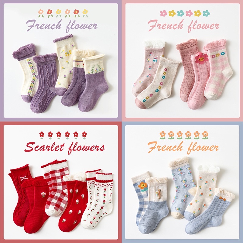 Tất Hàn Quốc cho bé gái 0-3 tuổi chất liệu cotton  xinh xắn cho bé gái