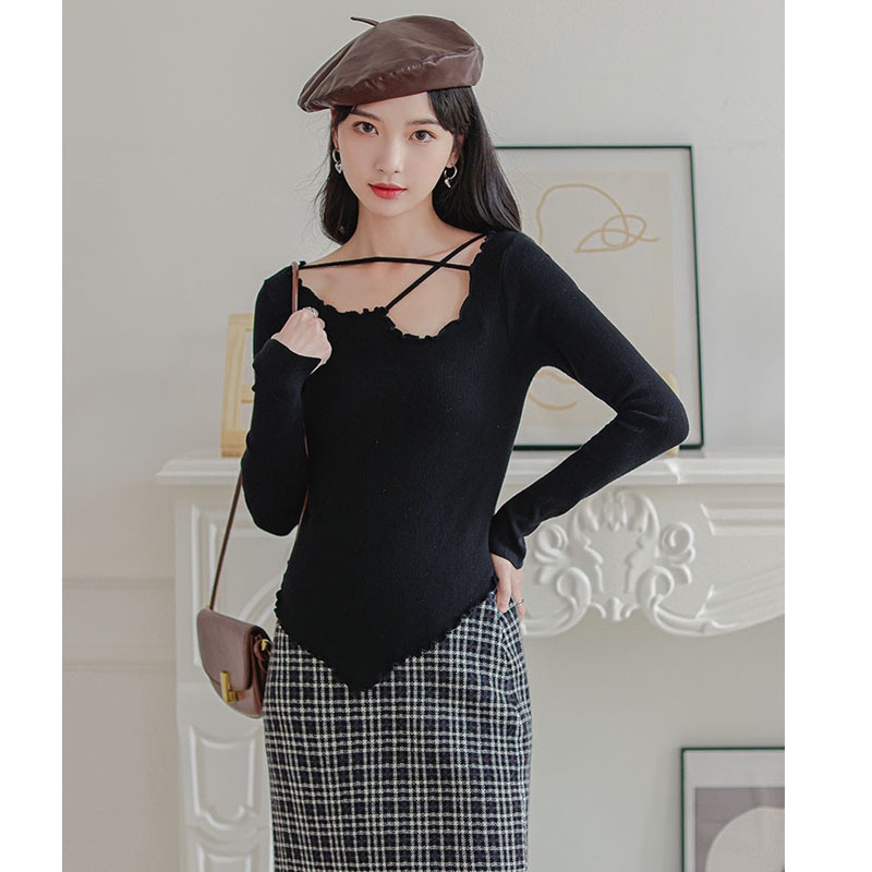 Áo thun body nữ tay dài, dây chéo ngực, vạt bầu-ringu shop