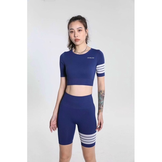 Set ngố crop Mitao sọc gym,thể thao,yoga