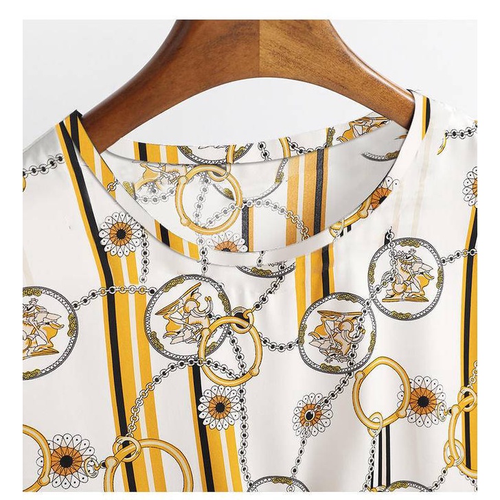 Áo thun ngắn tay plus size in họa tiết thời trang cho phụ nữ trung niên