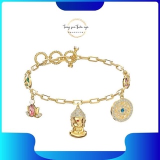 Vòng tay charm phật đá dây vàng gắn swarovski cao cấp may mắn fullbox