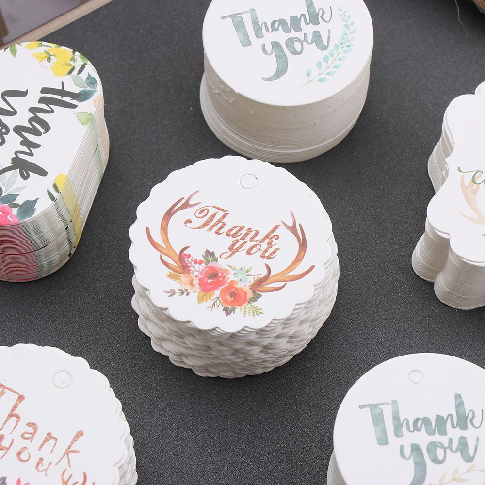 Bộ 50 Thẻ Giấy In Chữ Thank You Kèm Dây Treo Trang Trí Hộp Quà Giáng Sinh / Tiệc Cưới Diy