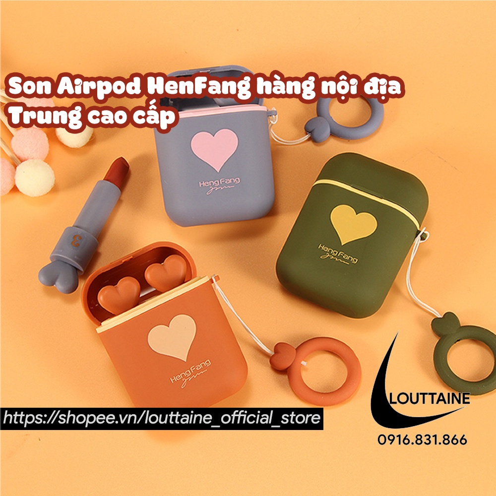 Son Airpod HenFang hàng nội địa Trung cao cấp mềm mịn 3 tone với 6 màu đẹp nhiều màu (set 2 thỏi)