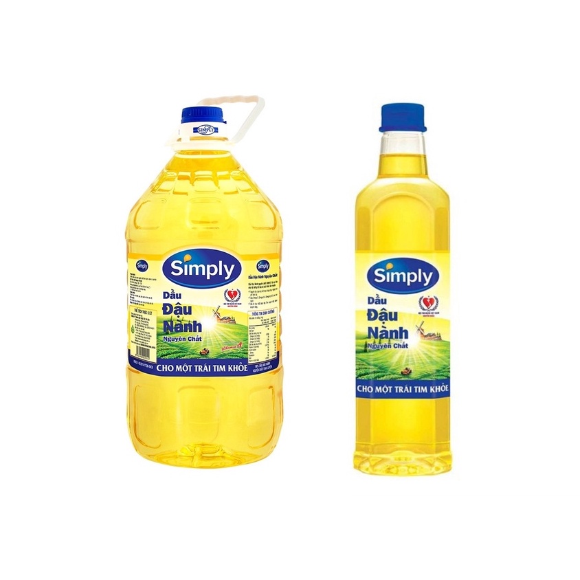 Dầu ăn Simply đậu nành chai 1 lít/ 2 lít