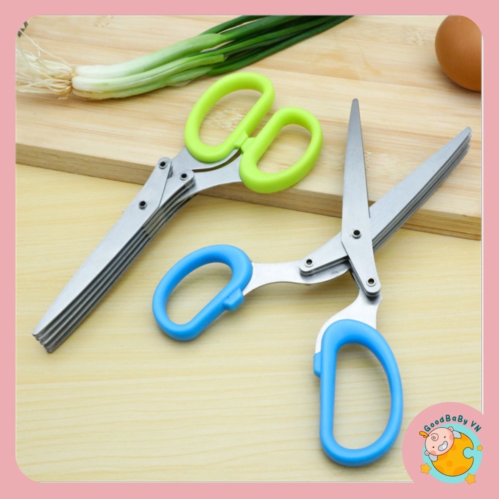 Kéo đa năng 3-5 lưỡi cắt hành tỏi,gia vị nấu ăn ,đồ ăn dặm cho bé Goodbabyvn
