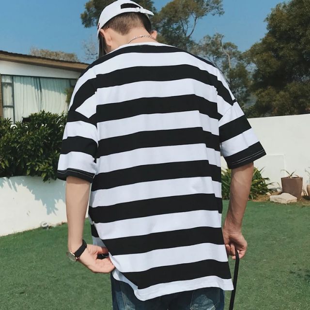 Áo thun unisex tay lỡ Sọc ngang vạt Sole phối Zip | BigBuy360 - bigbuy360.vn