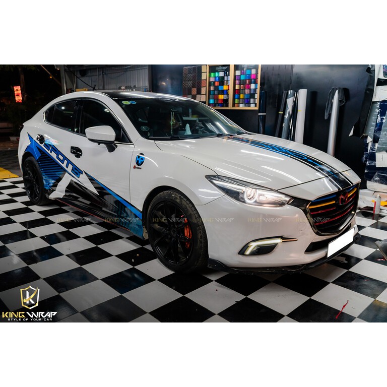 Decal tem sườn xe Mazda 3 - Decal cao cấp chính hãng 3 lớp